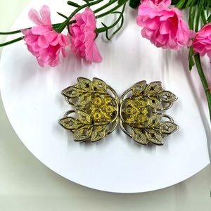 Made in Italy Signed & Serialized Vintage Floral Design Art Nouveau Belt Buckle